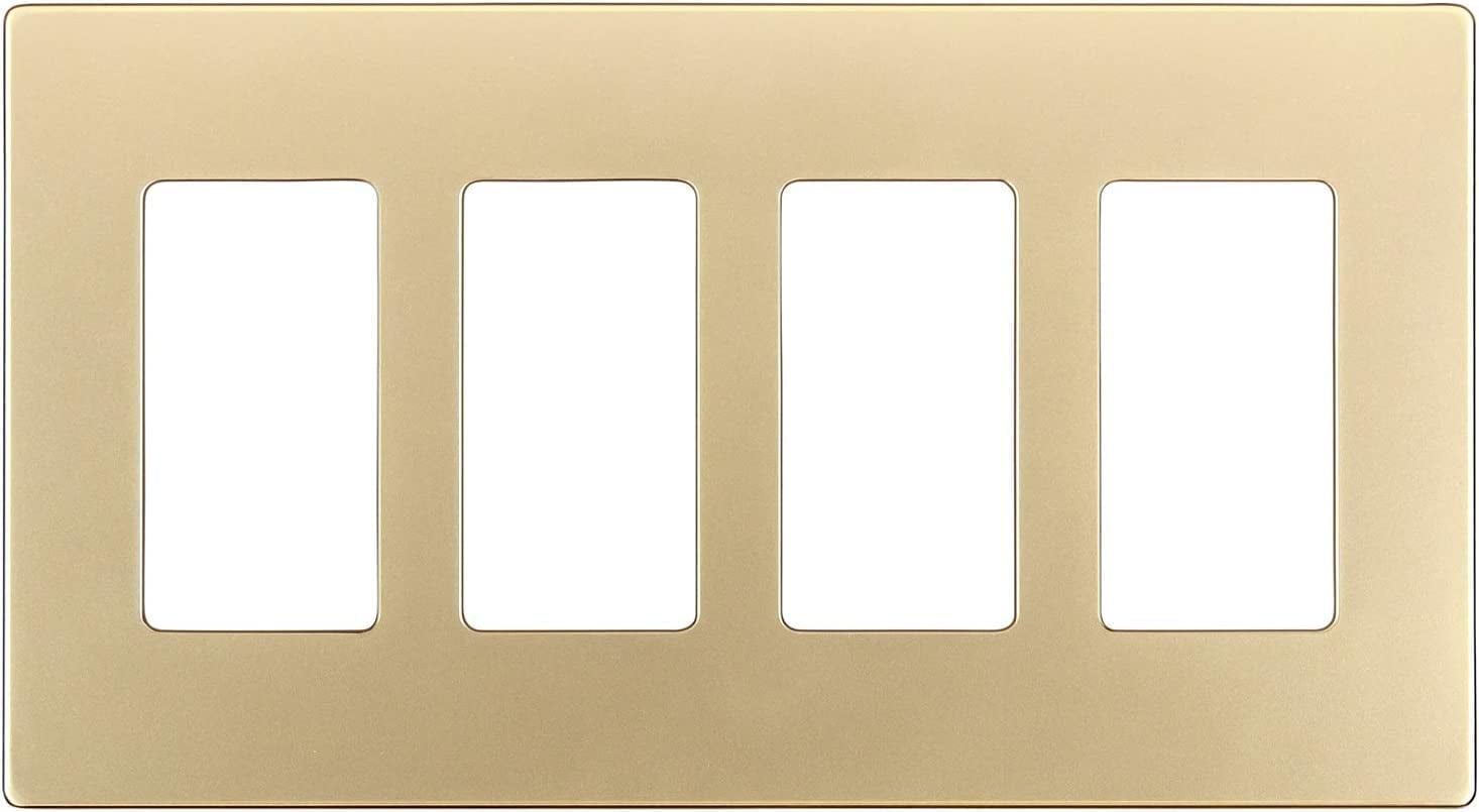 ENERLITES Elite Series Screwless Decorator Wall Plate Child Safe Outlet Cover, Gloss Finish, Size 4-Gang 4.68" H x 8.30" L, Unbreakable Polycarbonate Thermoplastic, SI8834-GD, Gold