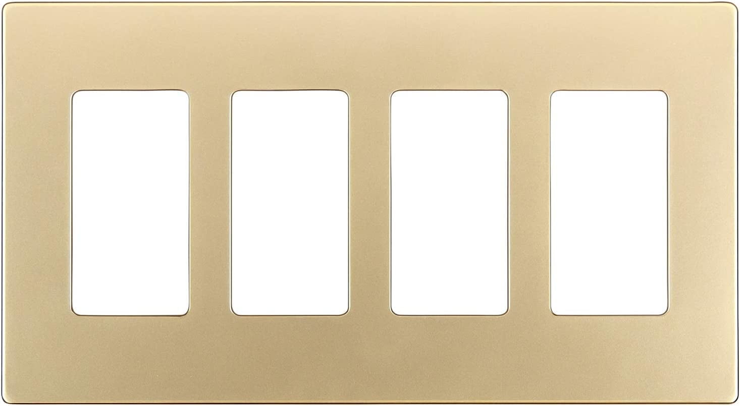ENERLITES Elite Series Screwless Decorator Wall Plate Child Safe Outlet Cover, Gloss Finish, Size 4-Gang 4.68" H x 8.30" L, Unbreakable Polycarbonate Thermoplastic, SI8834-GD, Gold