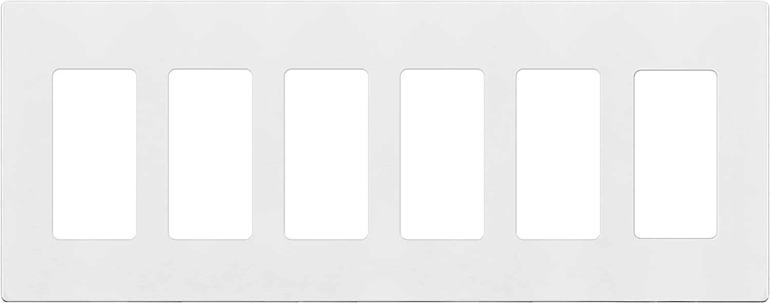 ENERLITES Screwless Decorator Wall Plate, Child Safe Outlet Covers, 6-Gang, Unbreakable Polycarbonate Thermoplastic, SI8836-W, Glossy, White