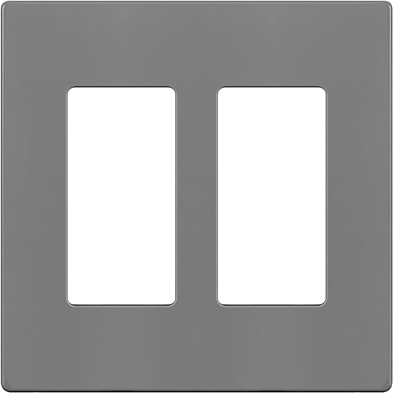 ENERLITES Screwless Decorator Wall Plates Child Safe Outlet Covers, Size 2-Gang 4.68" H x 4.73" L, Unbreakable Polycarbonate Thermoplastic, SI8832-GY, Glossy, Gray
