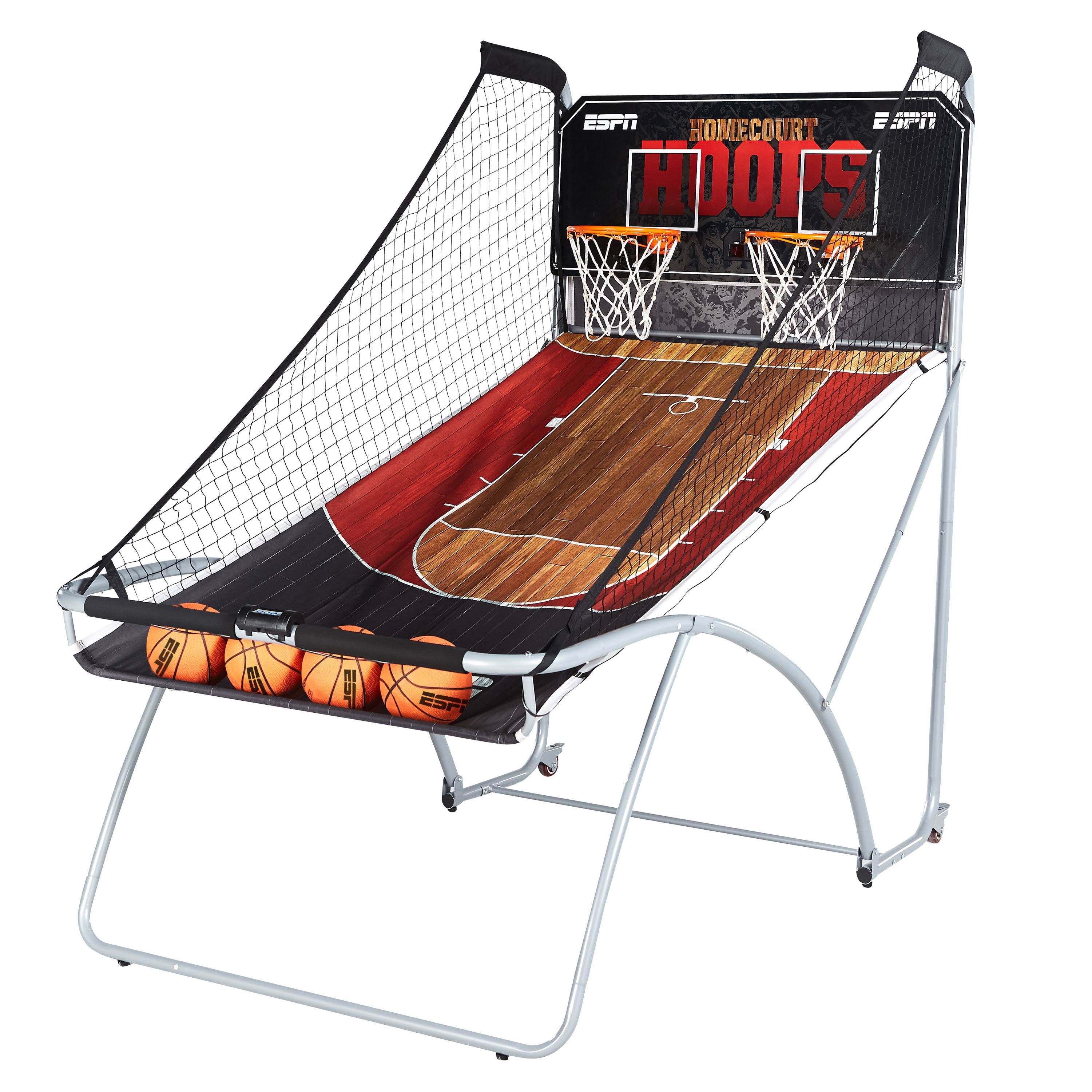 ESPN EZ Fold and Assemble 2-Player Basketball Shot Game, Accessories Included, Black/Red