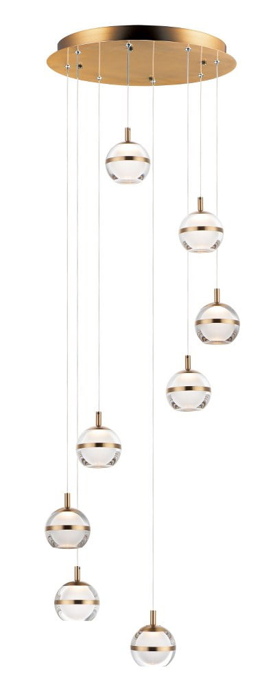 ET2 Lighting E24598-93NAB Swank LED 8-Light Pendant - Natural Aged Brass