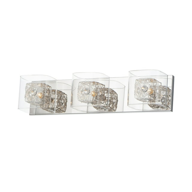 E22833-18SVPC-ET2 Lighting-Gem-3 Light Bath Vanity in Modern style-22 Inches wide by 5.25 inches high-Polished Chrome Finish-Silver Shade Color