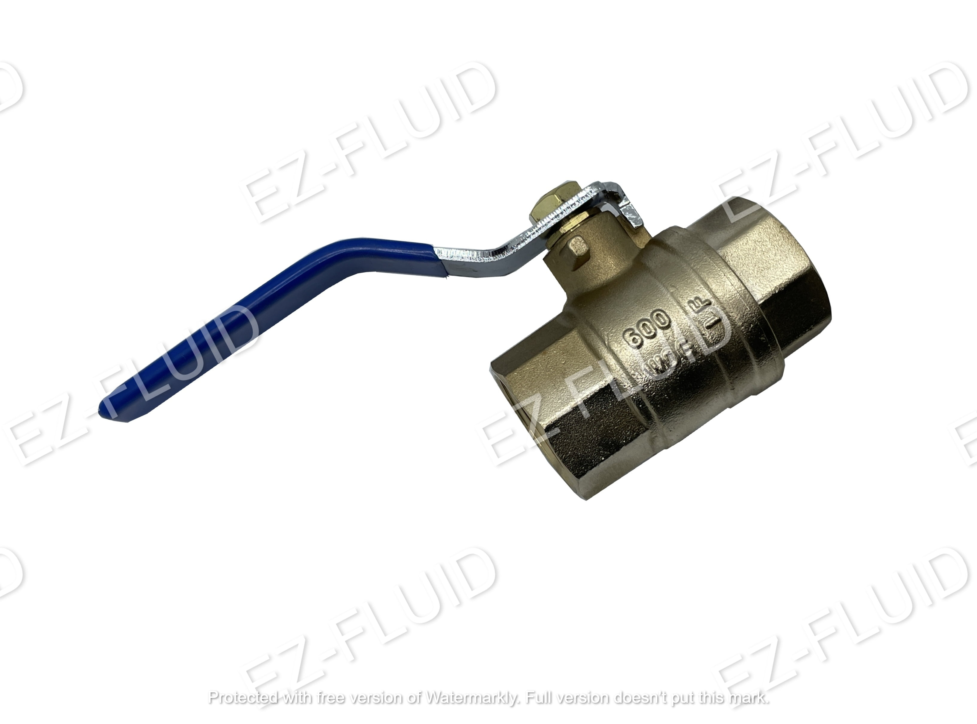 EZ-FLUID Plumbing 3/4" NPT Female Threaded IPS Ball Valve Full Port Water Stop Shut Off,Heavy Duty Lead Free Brass,Quarter Turn,Blue Handle (1-Pack)