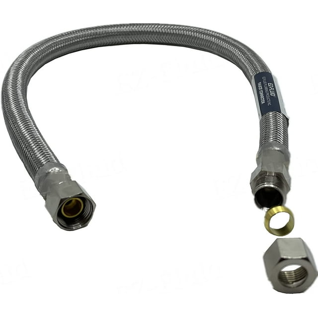 12" Faucet Supply Line Extension, 3/8" Male Comp x 3/8" Female Comp Stainless Steel Faucet Extension Hose Connector for Large Sink Longer Distance Extention, 1 Pack