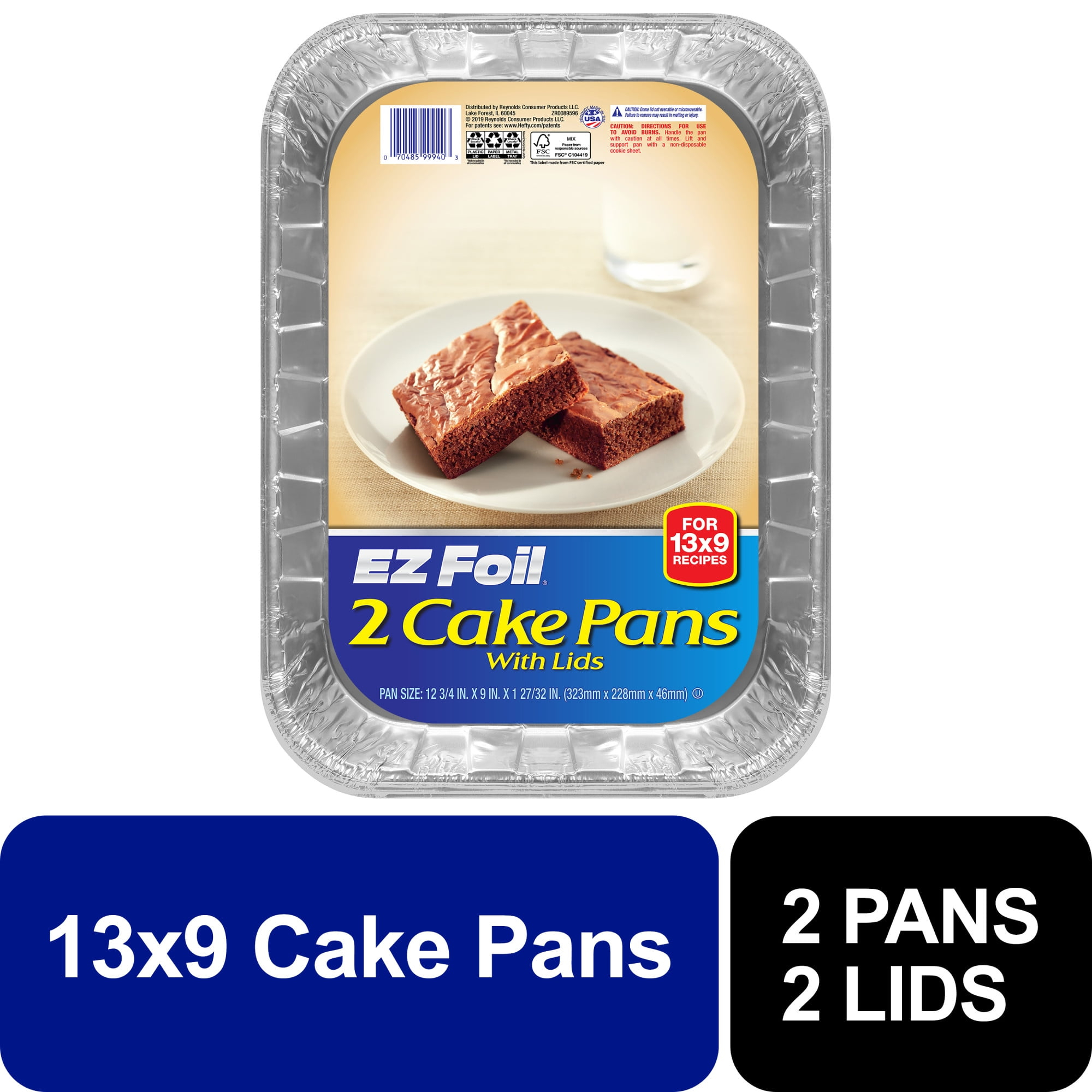 EZ Foil Cake Pans with Lids, 13 x 9 Inch, 2 Count