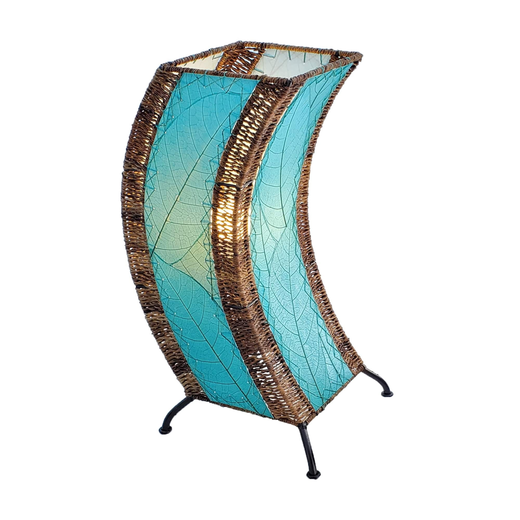 Eangee Home Design C Shape Table Lamp, Shade Made Of Cocoa Leaves, 8x8x20 Inches