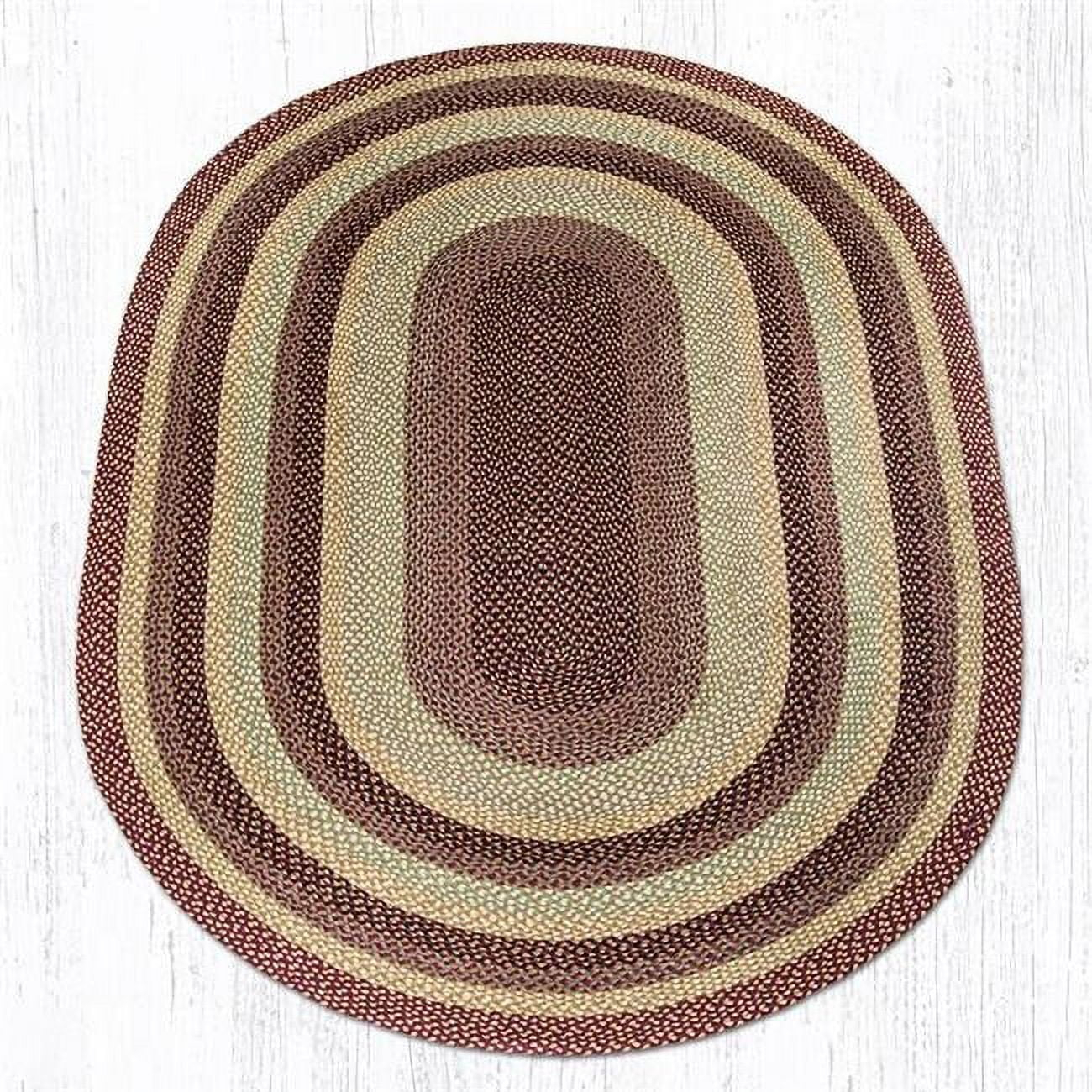 Earth Rugs C-357 Burgundy / Gray / Cream Round Braided Rug 5.75 x 5.75 Feet