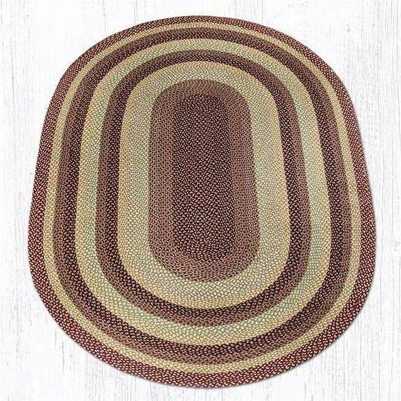 Earth Rugs C-357 Burgundy / Gray / Cream Round Braided Rug 5.75 x 5.75 Feet