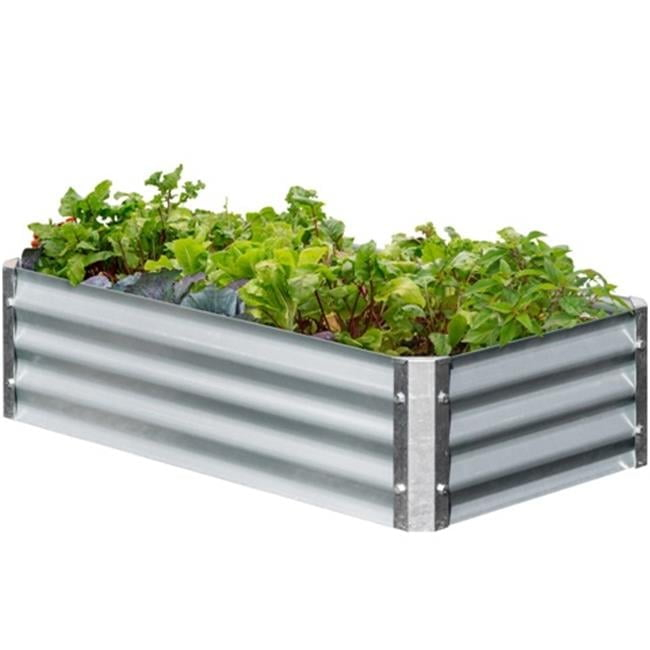 EarthMark MGB-L022 Bajo Series Cama de Jardín Elevada de Metal Galvanizado Rectangular de 22 x 40 x 10 Pulgadas