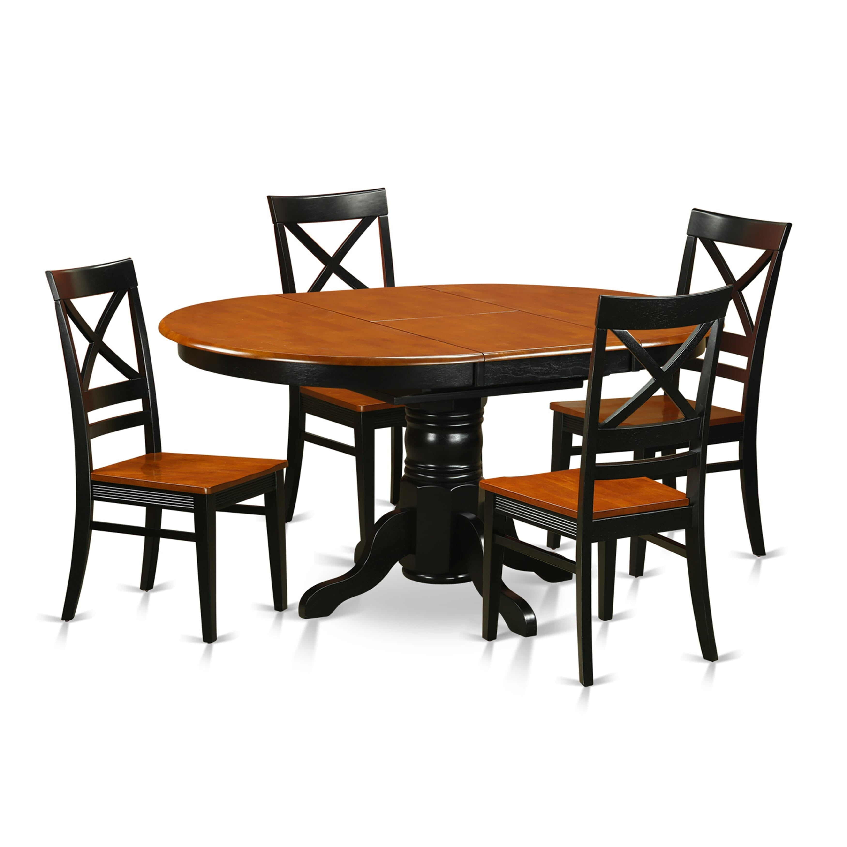 East West Furniture  5 Piece Kitchen Table Set- an Oval Dining Room Table and 4 Solid Wood Seat Chairs,(Finish Options) Black/Cherry AVQU5-BCH-W