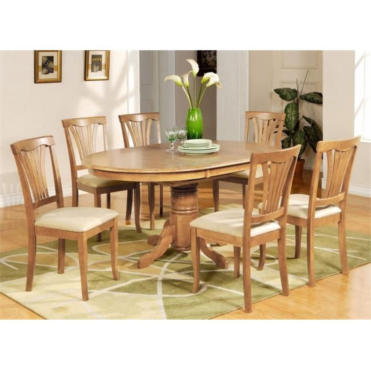East West Furniture Avon 5-piece Wood Dining Table and Chair Set in Oak