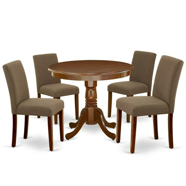 East West Furniture Antique 5-piece Wood Dining Set in Mahogany/Coffee