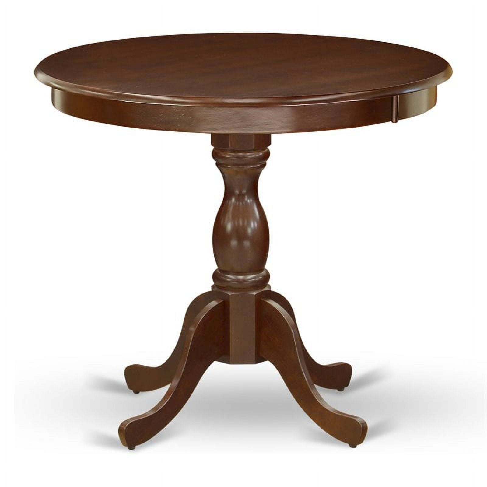 East West Furniture Antique Wood Dining Table with Pedestal Legs in Mahogany