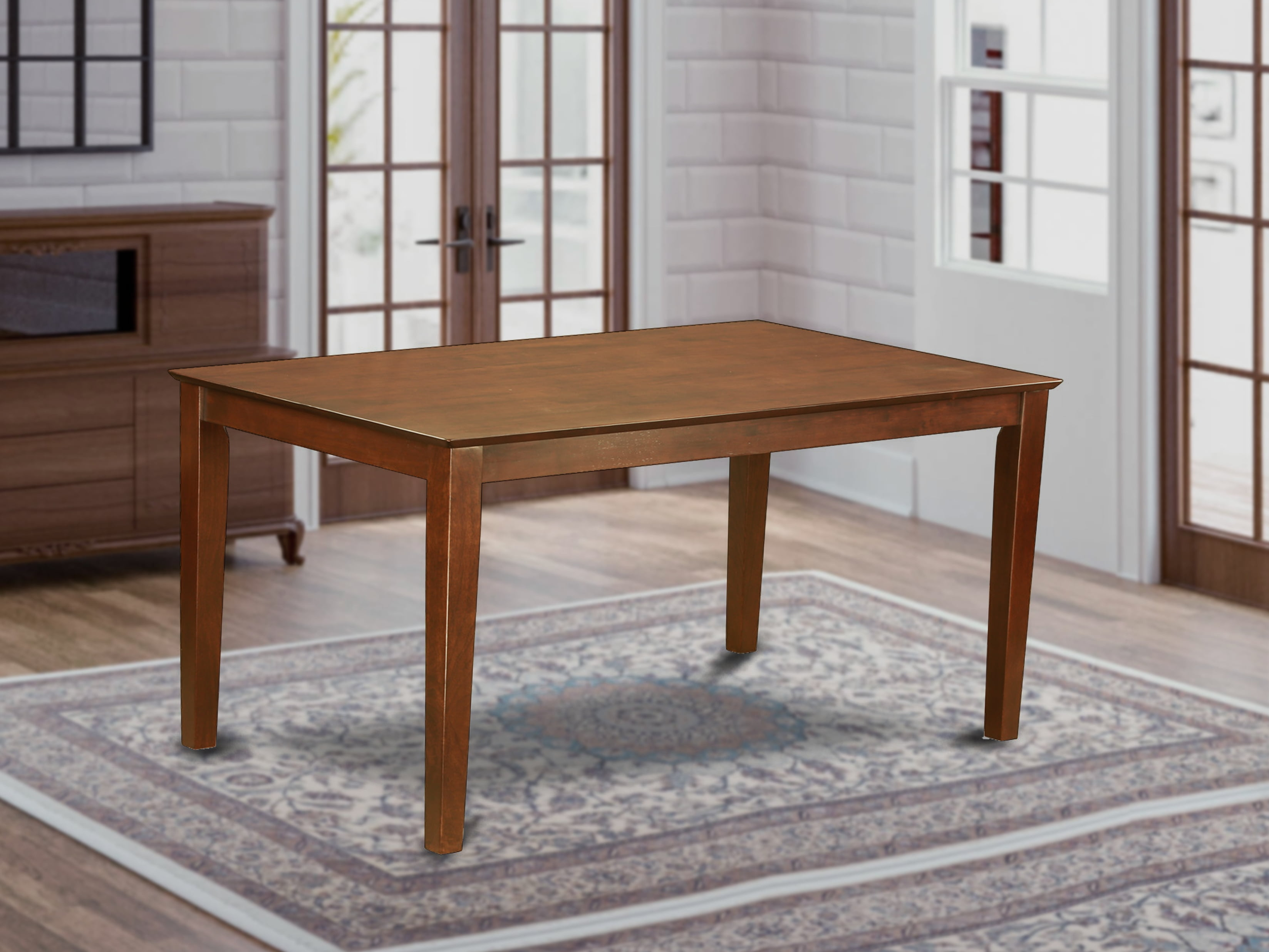 East West Furniture Capri Rectangular Solid Wood Dining Table in Mahogany