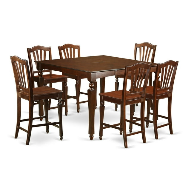 East West Furniture Chelsea 7 Piece High Splat Dining Table Set