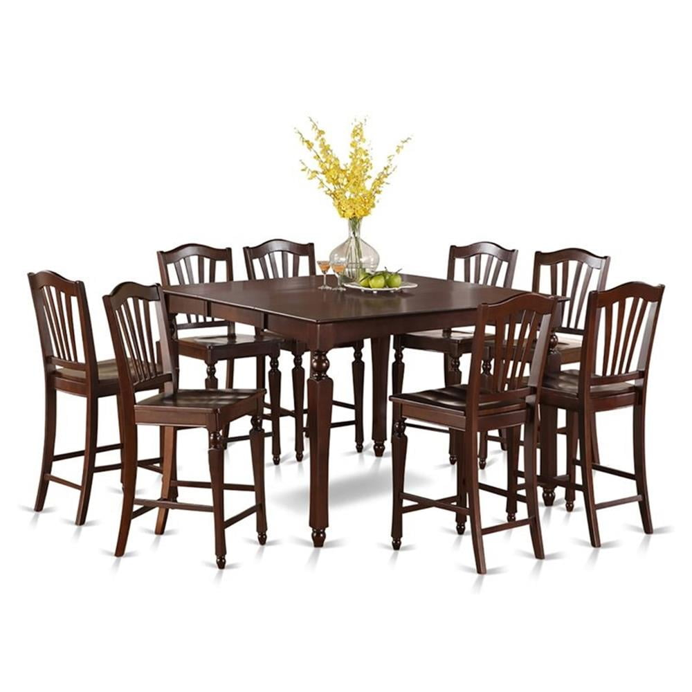 East West Furniture Chelsea 9-piece Wood Dining Set in Mahogany