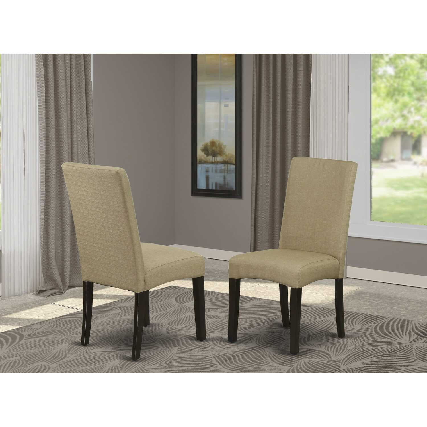 East West Furniture Driscol 39" Fabric Dining Chairs in Cappuccino (Set of 2)
