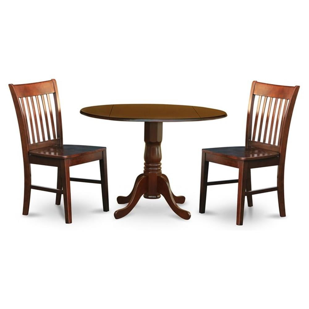 East West Furniture Dublin 3-piece Wood Dining Table Set in Mahogany