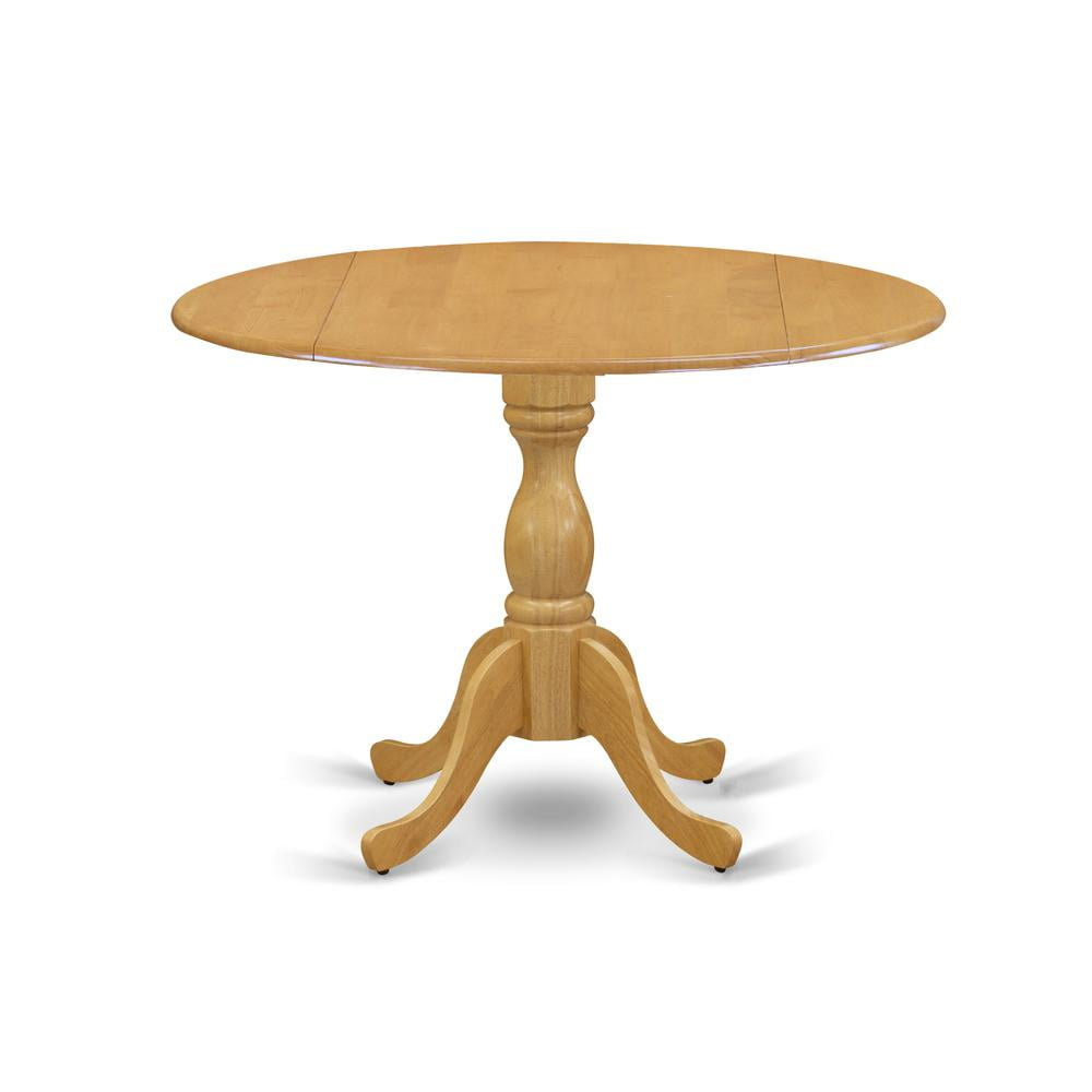 East West Furniture Dublin Wood Dining Table with Pedestal Legs in Oak