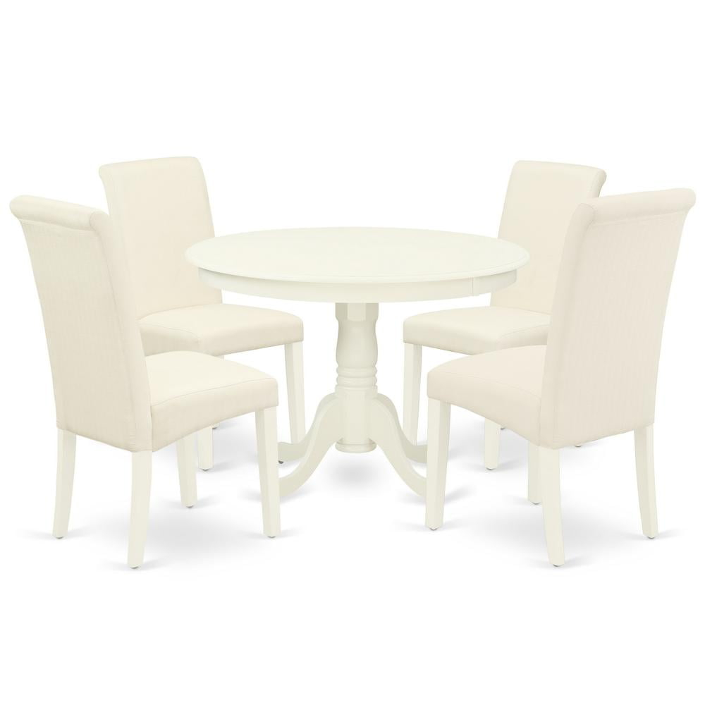 East West Furniture Dining Room Set Linen White, HLBA5-LWH-01