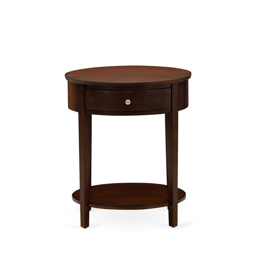 East West Furniture Hillsboro Asian Wood Nightstand in Antique Mahogany