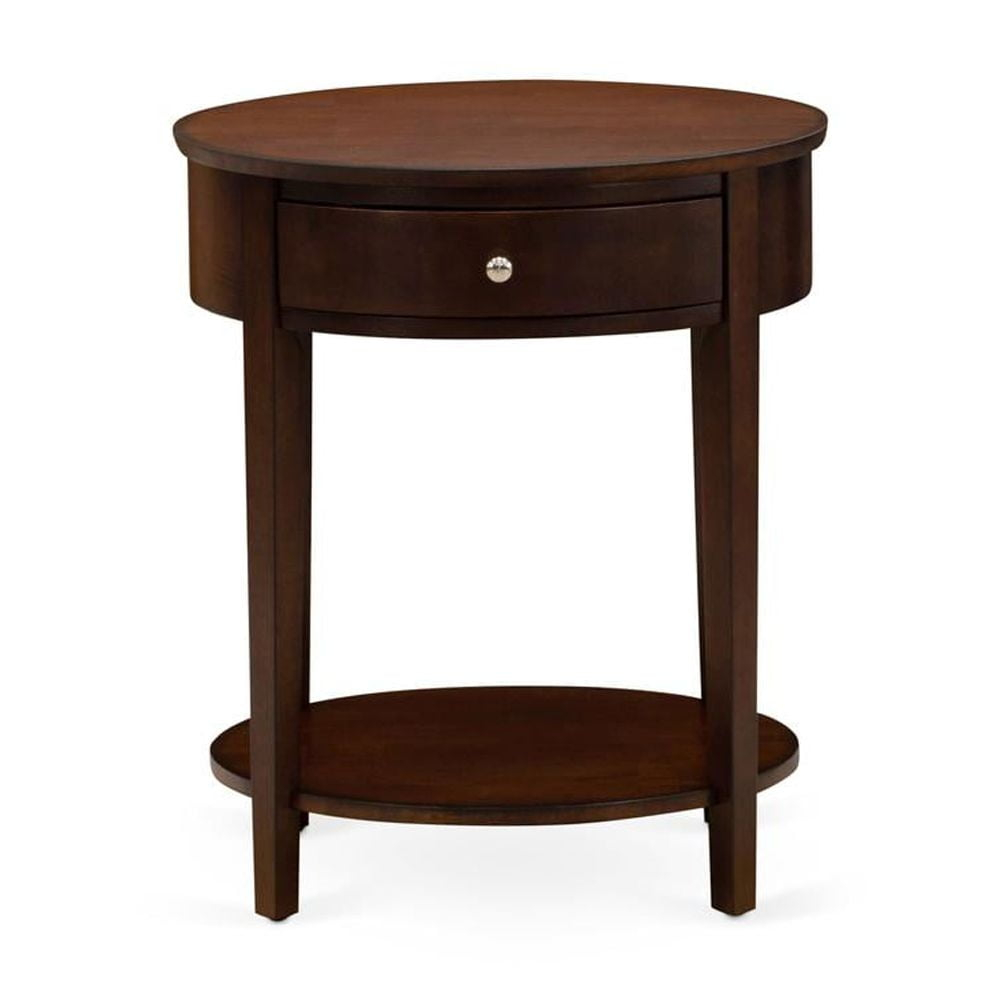 East West Furniture Hillsboro Asian Wood Nightstand in Antique Mahogany