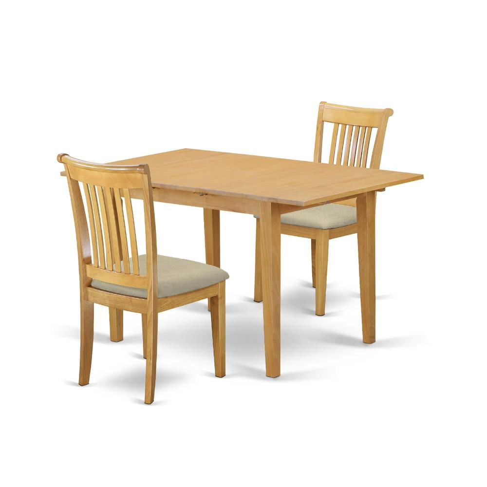 Dinette Table Set 3 Piece - Kitchen Table with Chairs, Small Space Dining Set, Oak Finish