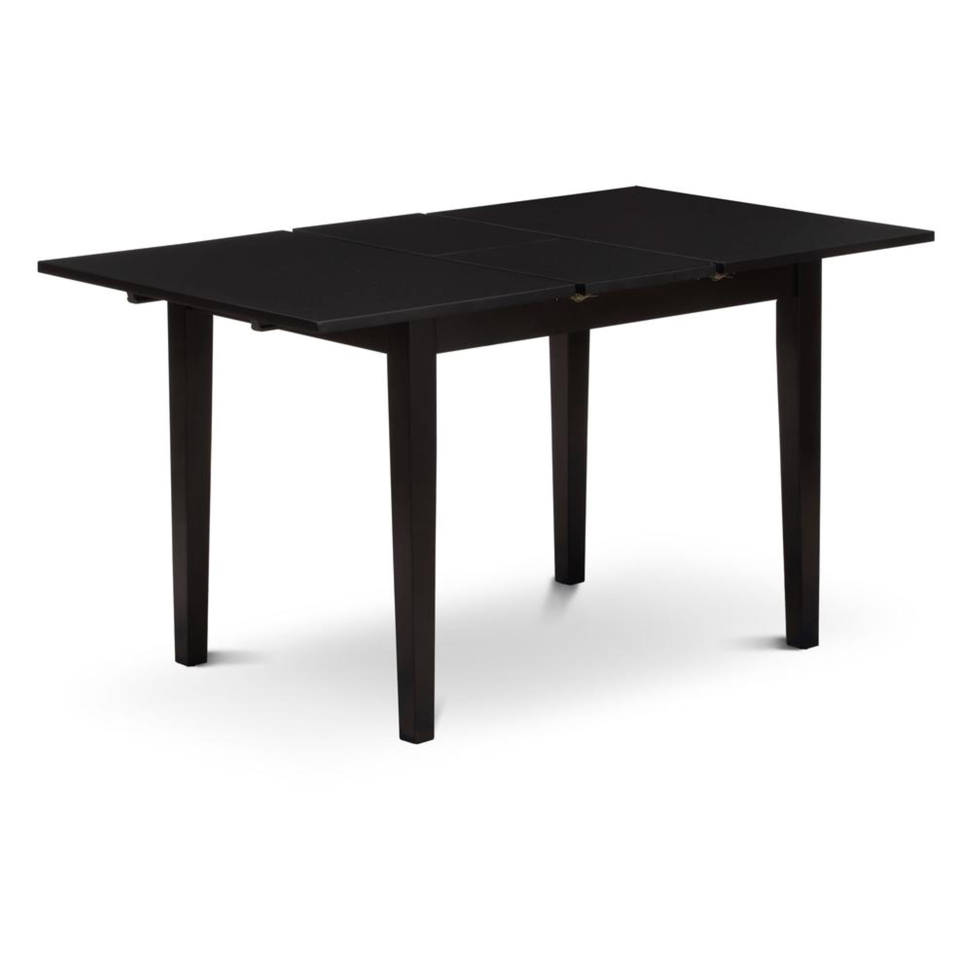 Norden Rectangular Modern Dining Table with Black Table Top Surface & Solid Wood Rectangular Legs