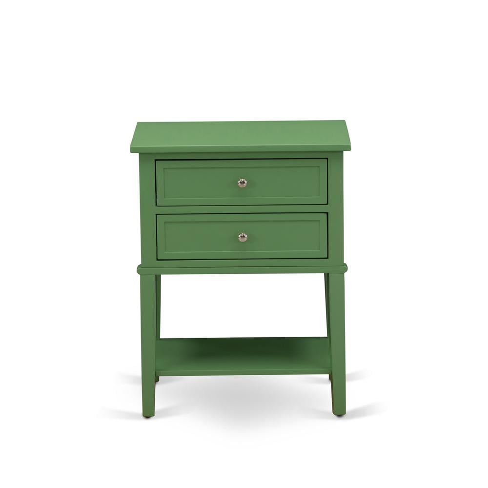 East West Furniture  Valencia Modern Wooden Nightstand with 2 Mid Century Wooden Drawers - Clover Green