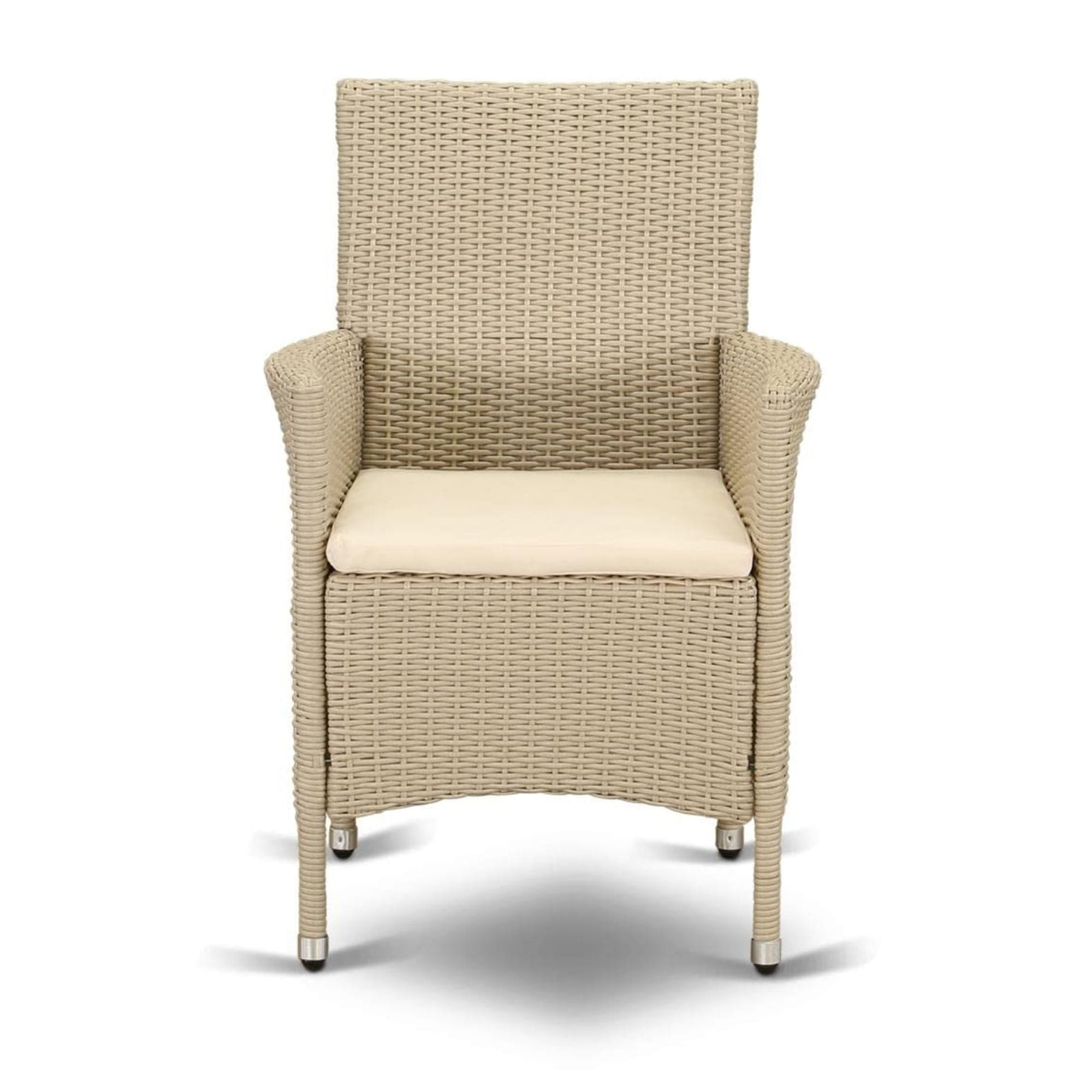 East West Furniture  Valencia Outdoor-furniture Wicker Patio Chair - Cream - Set of 2