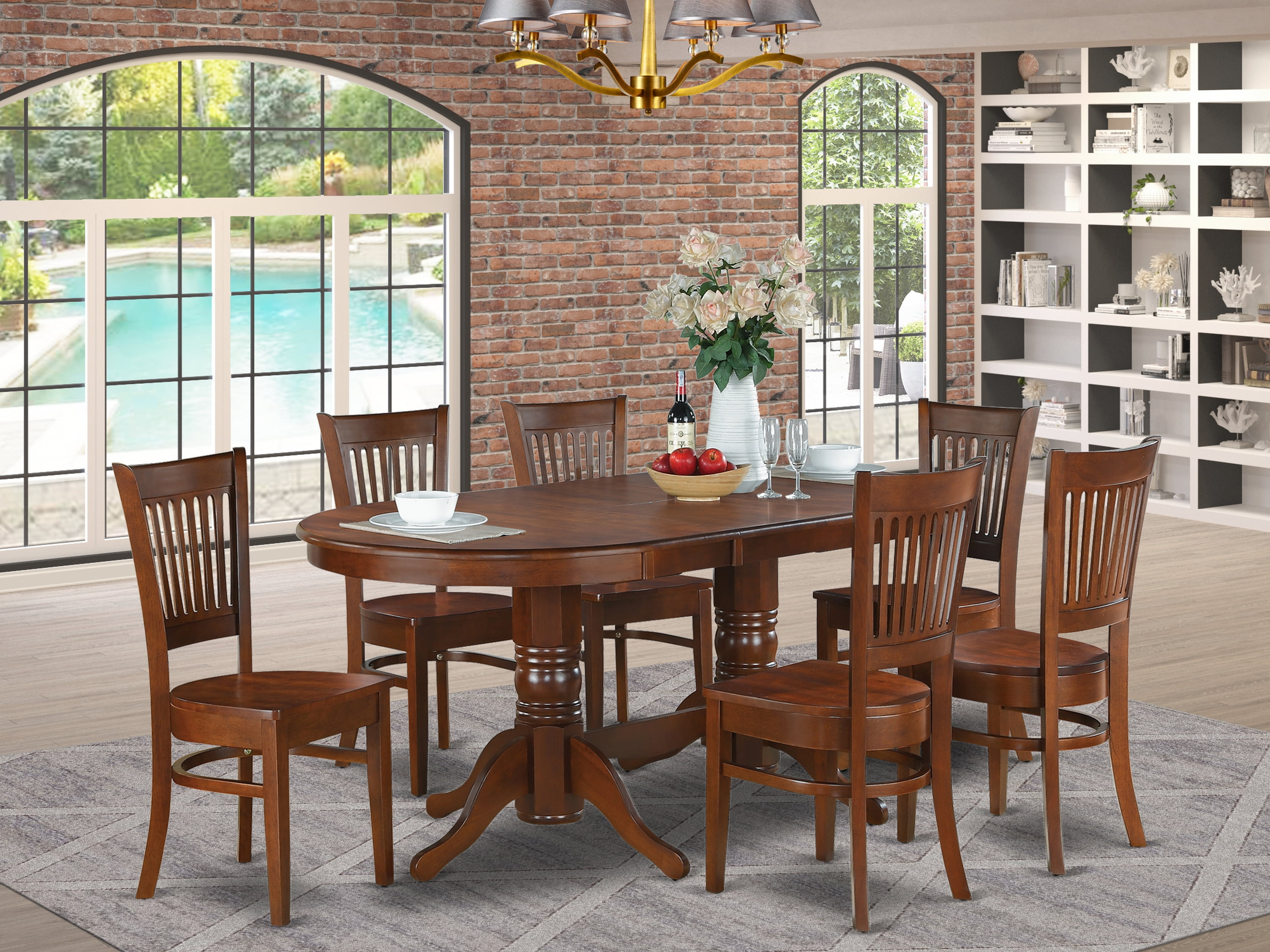 East West Furniture Vancouver 7-piece Wood Dining Room Set in Espresso
