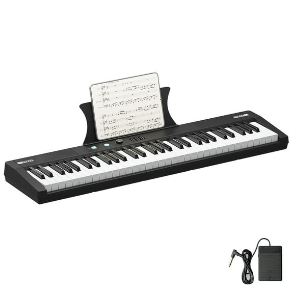 EastVita 61 Key Keyboard Piano, Protable Electric Semi-Weighted Piano Keyboard with Power Supply, Built In Speakers, Pedal (without stand)