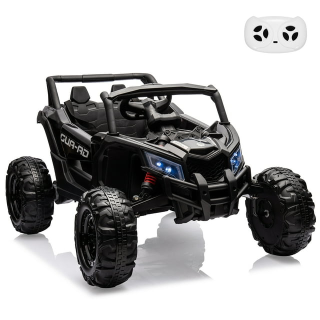EastVita Ride on UTV Car, 24V Ride on Car Battery Powerd Electric Off-Road UTV Car w/Remote Control, 200W Motor, Spring Suspension, Music, LED Lights, Black
