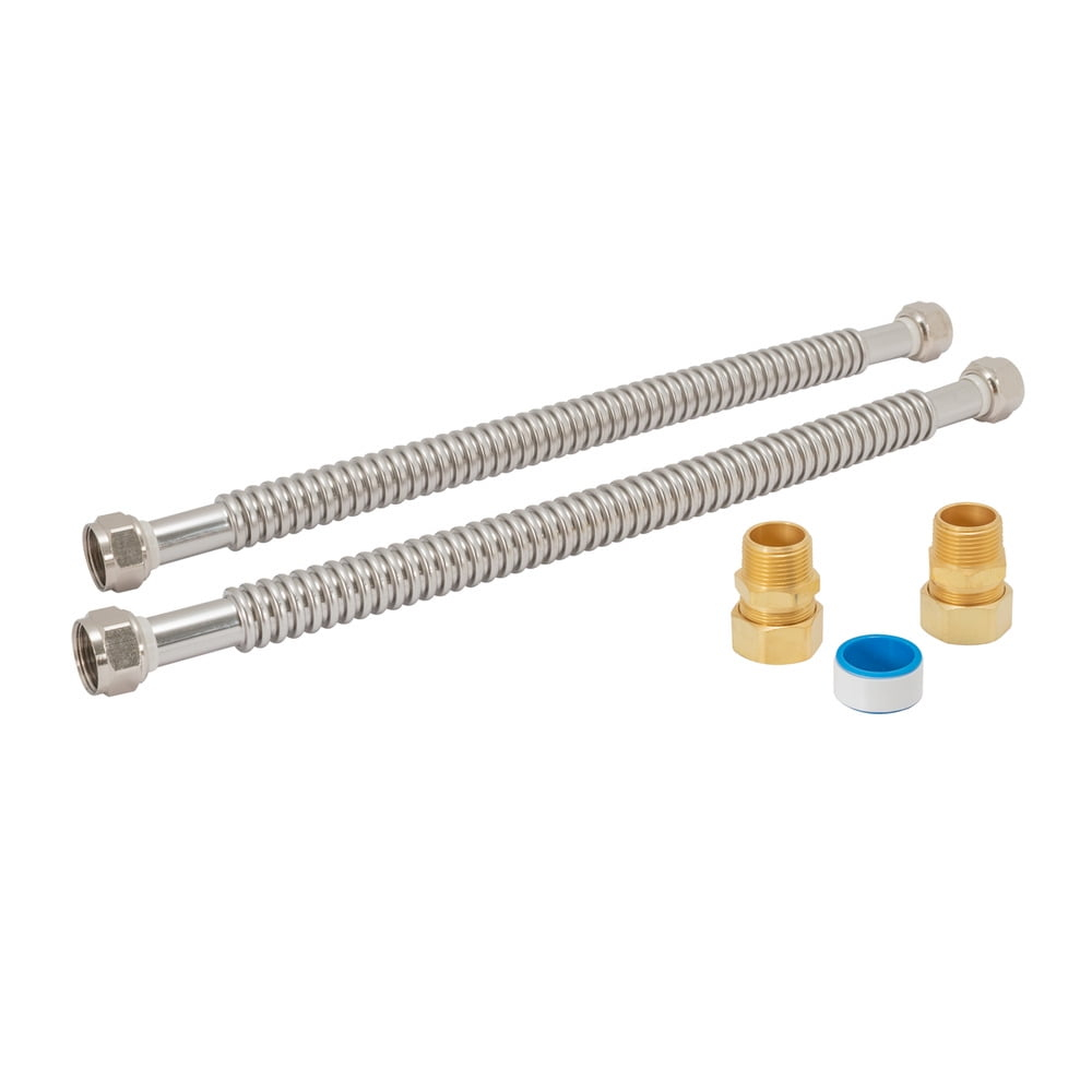 Eastman Electric Water Heater Installation Kit, 3/4 x 18 Inch Corrugated Stainless Steel Water Heater Connectors, 48281