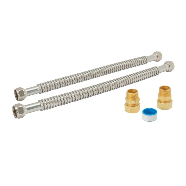 Eastman Electric Water Heater Installation Kit, 3/4 x 18 Inch Corrugated Stainless Steel Water Heater Connectors, 48281