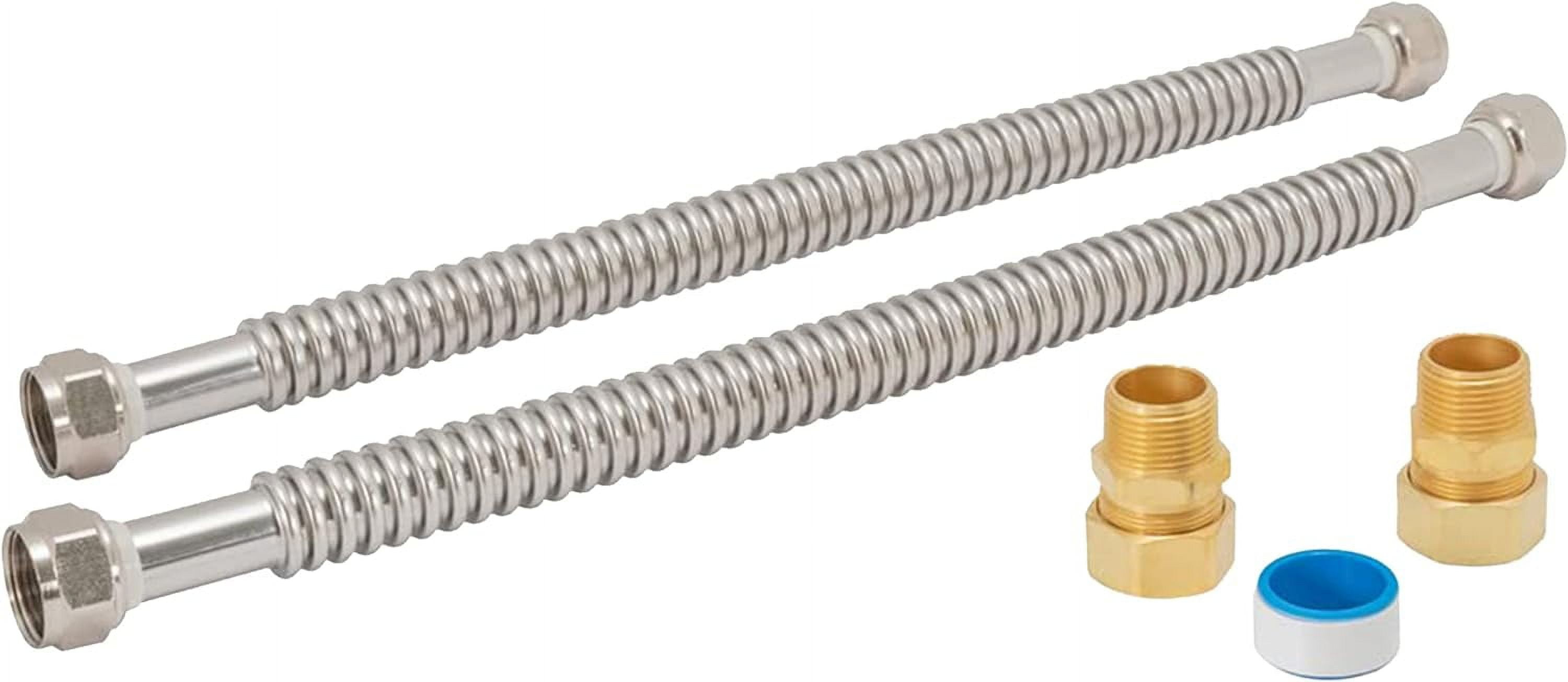 Eastman Electric Water Heater Installation Kit, 3/4 x 18 Inch Corrugated Stainless Steel Water Heater Connectors, 48281