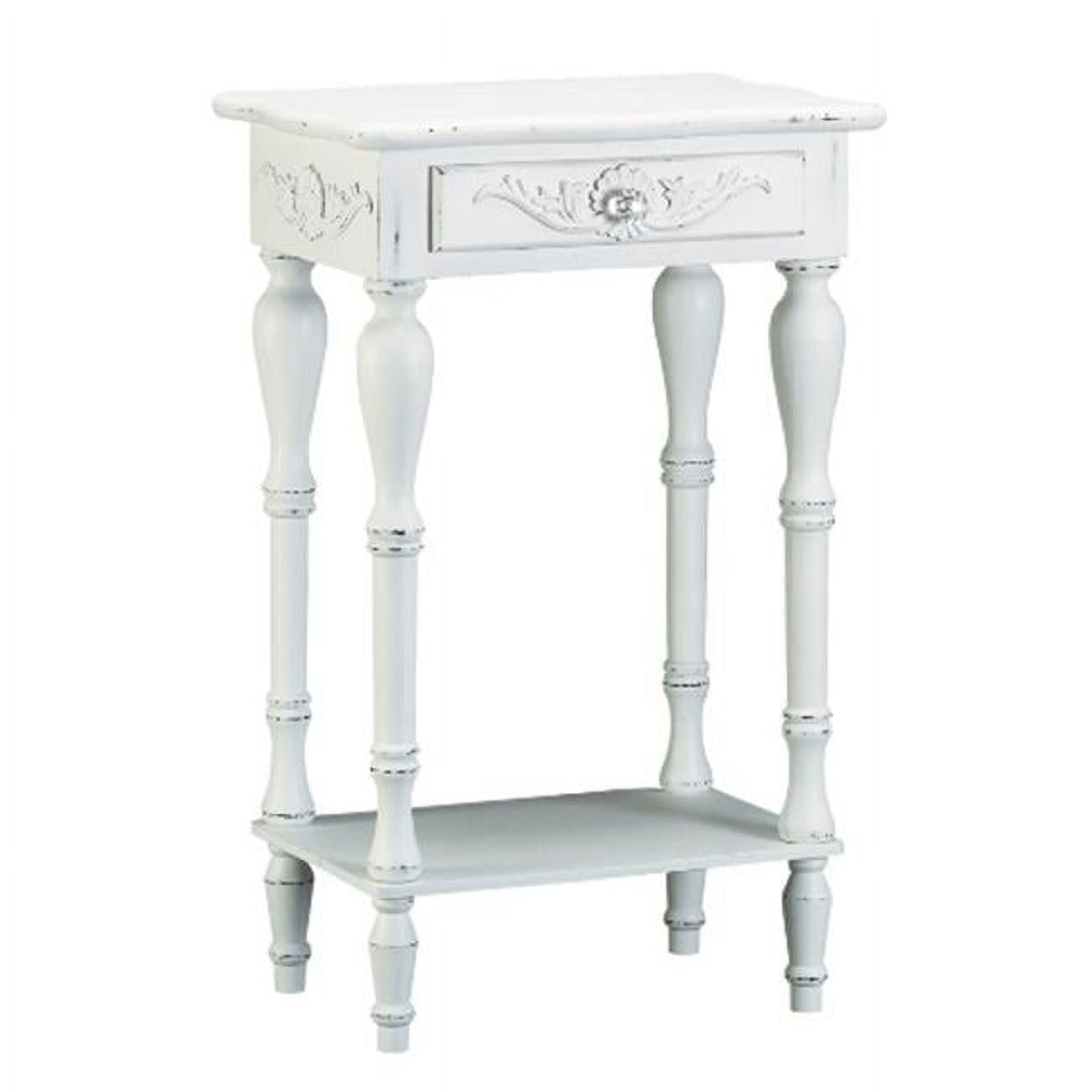 CintBllTer 34353 Carved White Side Table, Multicolor