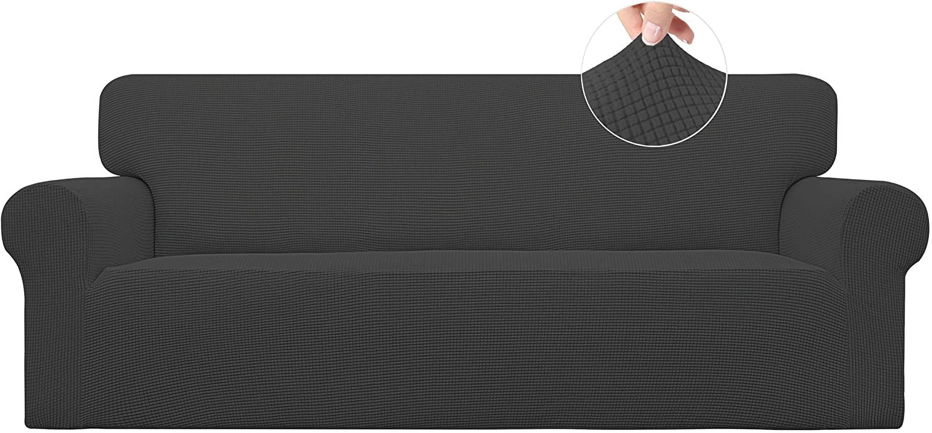 Easy-Going Jacquard Stretch Sofa Slipcover Non Slip Couch Cover, Sofa Size, Dark Gray