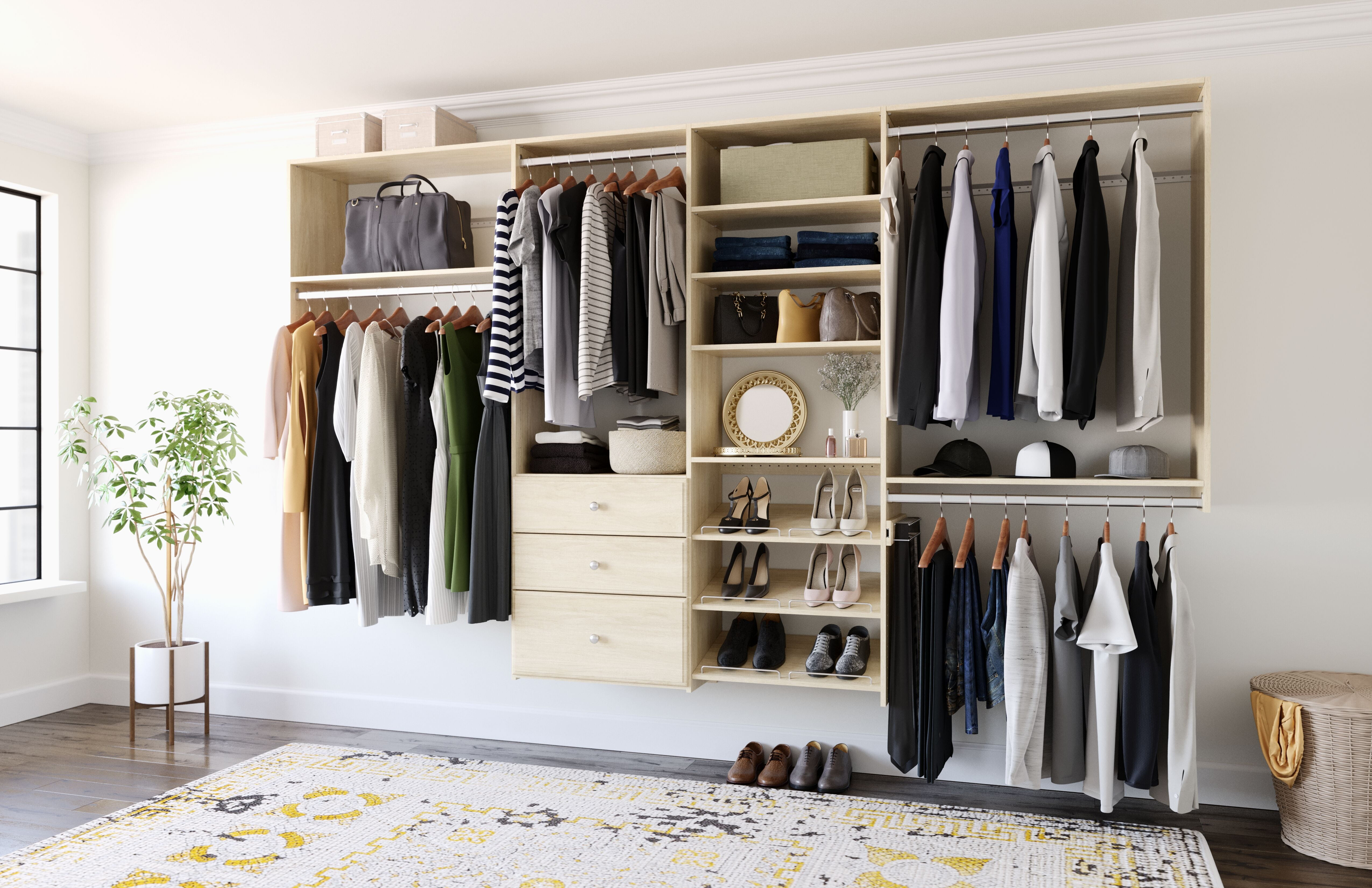 Easy Track Wood Laminate Dual Tower Closet Organizer