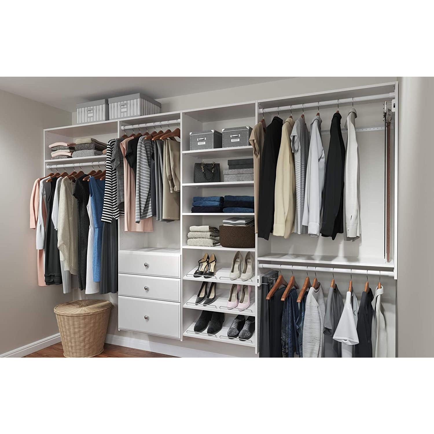 Easy Track Wood Laminate Dual Tower Closet Organizer