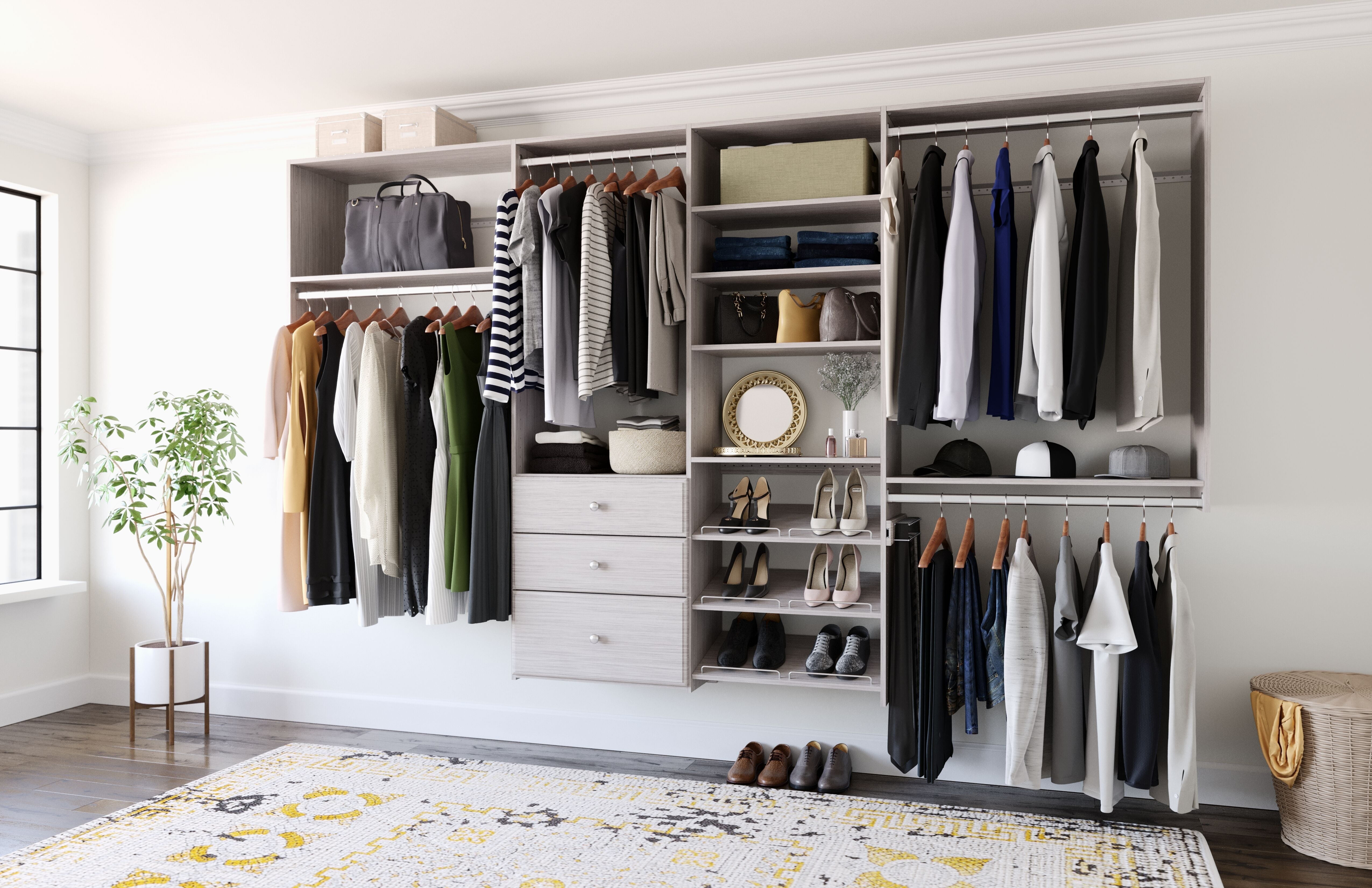 Easy Track Wood Laminate Dual Tower Closet Organizer