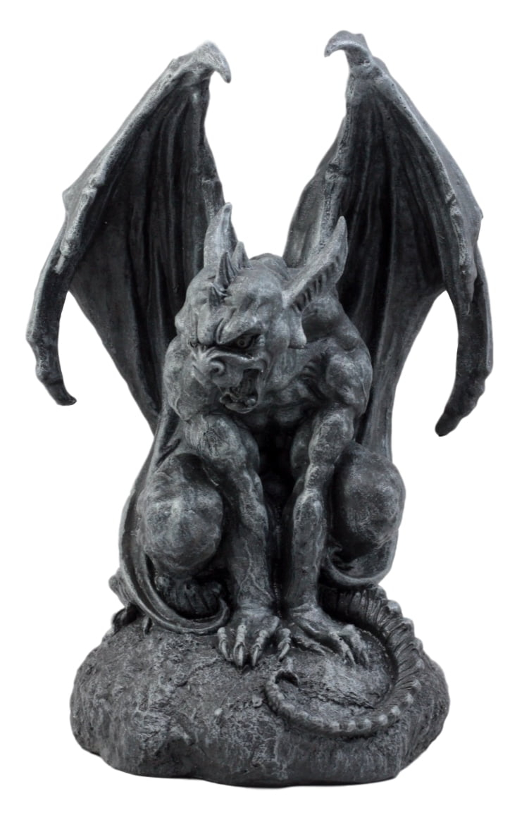 Gray Resin Gothic Guardian Gargoyle Statue 6" High
