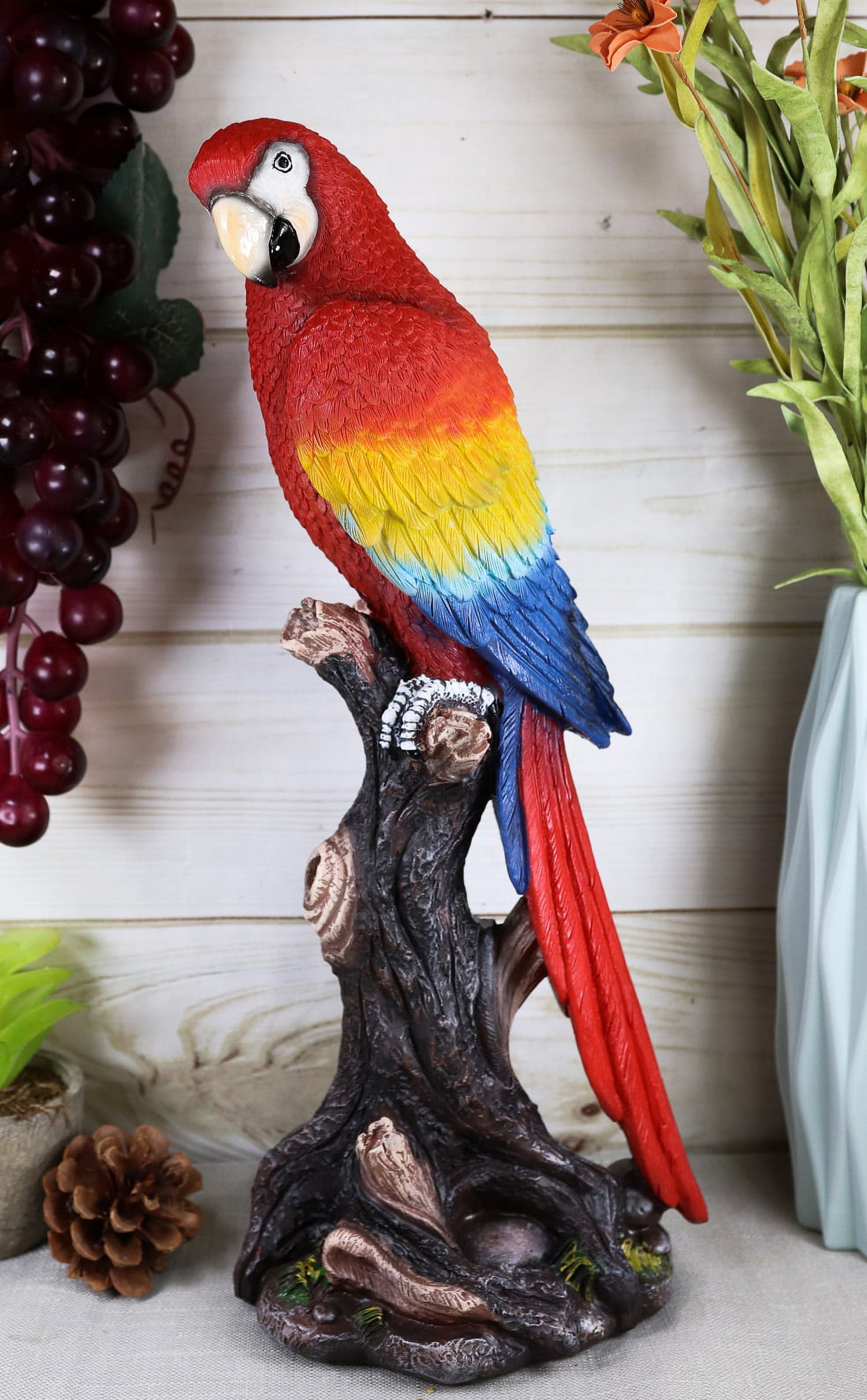 Ebros Gift Tropical Rainforest Red Scarlet Macaw Parrot 13.75 inch Garden Statue