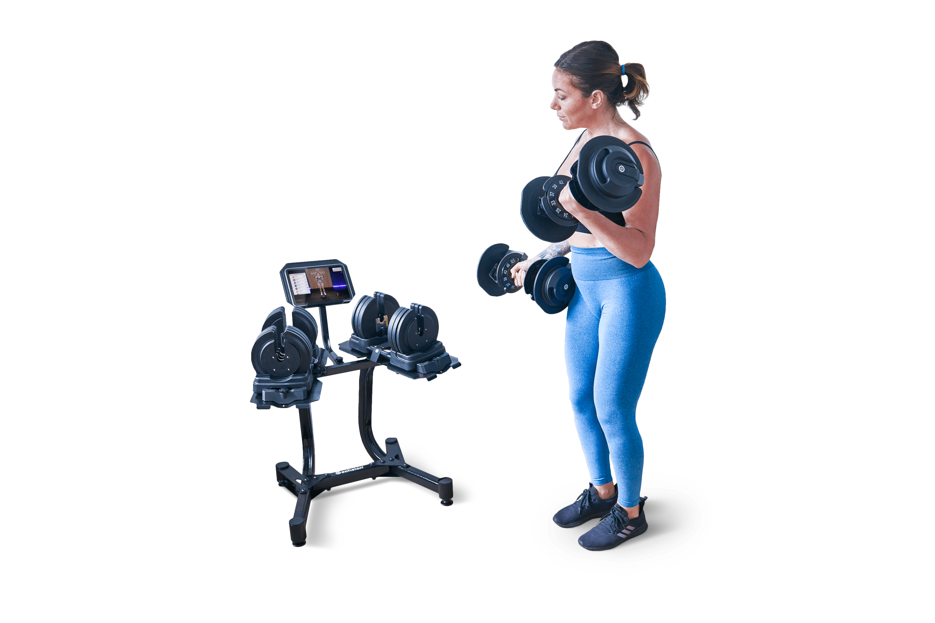 Echelon Strength Adjustable Dumbbells 752 With Stand