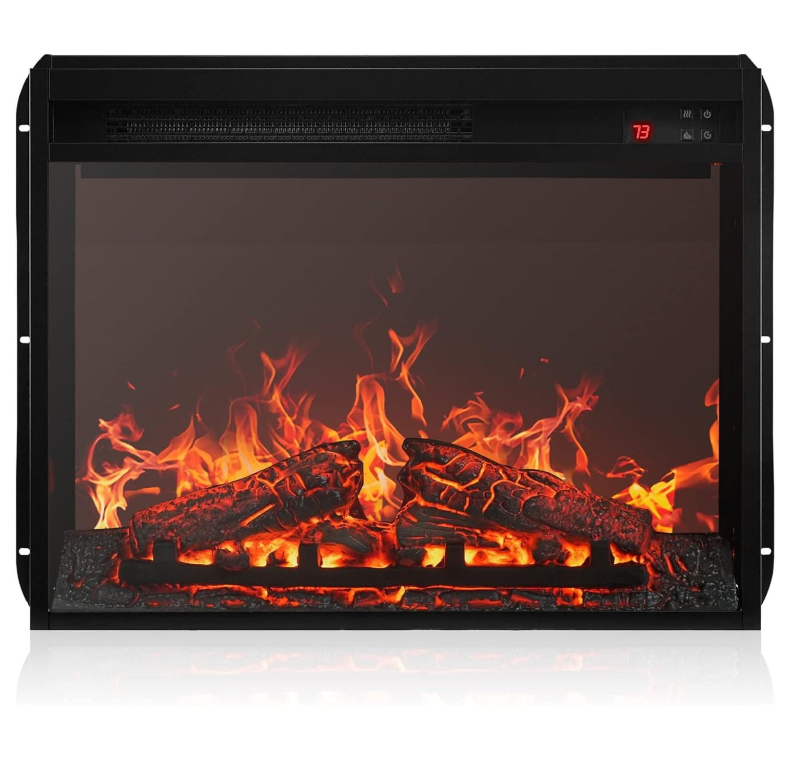 24" Black Electric Freestanding Fireplace Heater with Remote Control