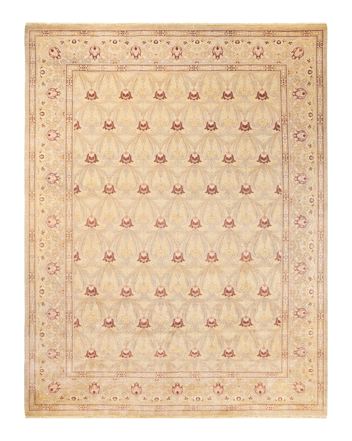 Eclectic, One-of-a-Kind Hand-Knotted Area Rug - Ivory, 9' 2" x 11' 9"