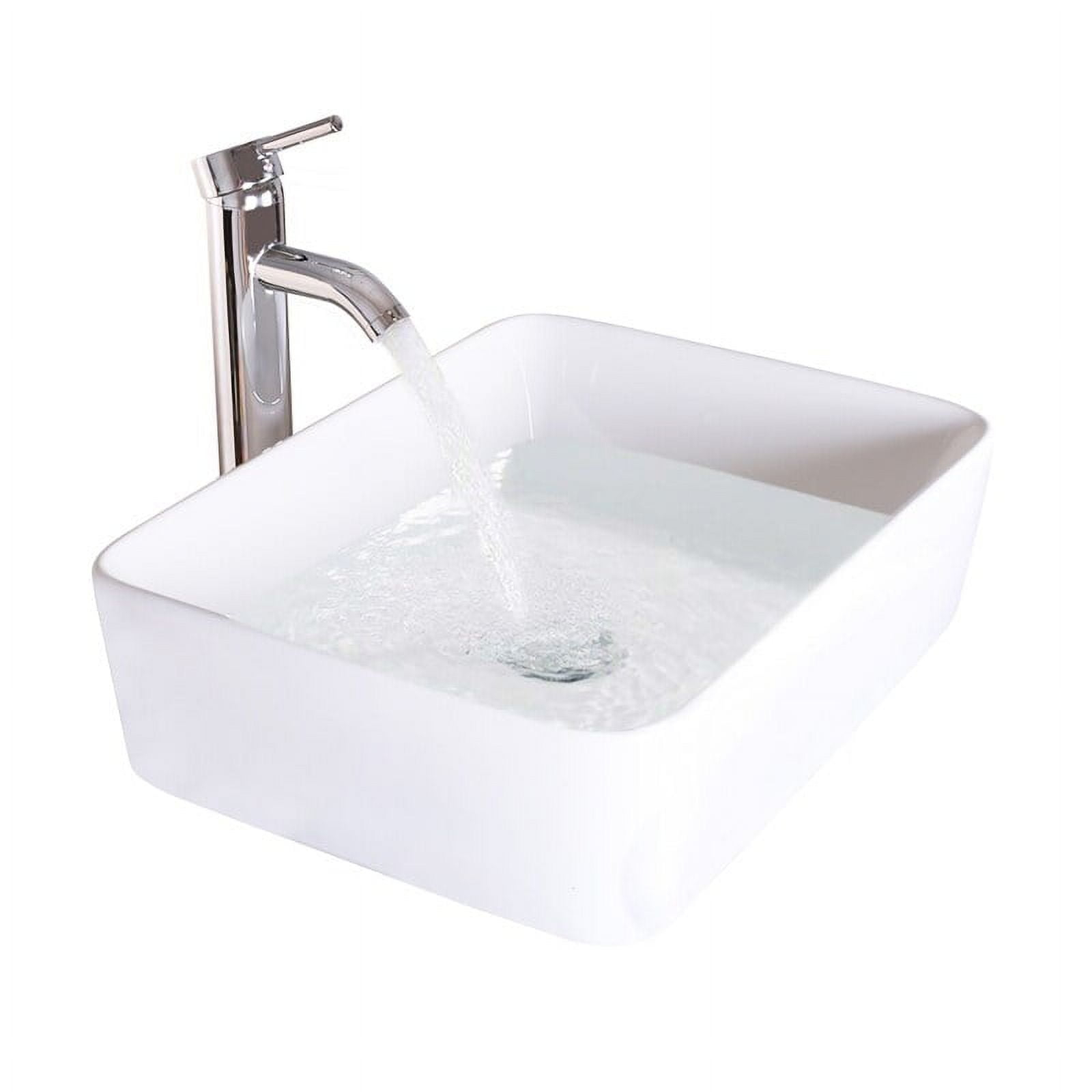 Eclife 18.9" Rectangular Ceramic Bathroom Sink Combo with Faucet 1.5 GPM and Pop up Drain Bathroom Bowl,White