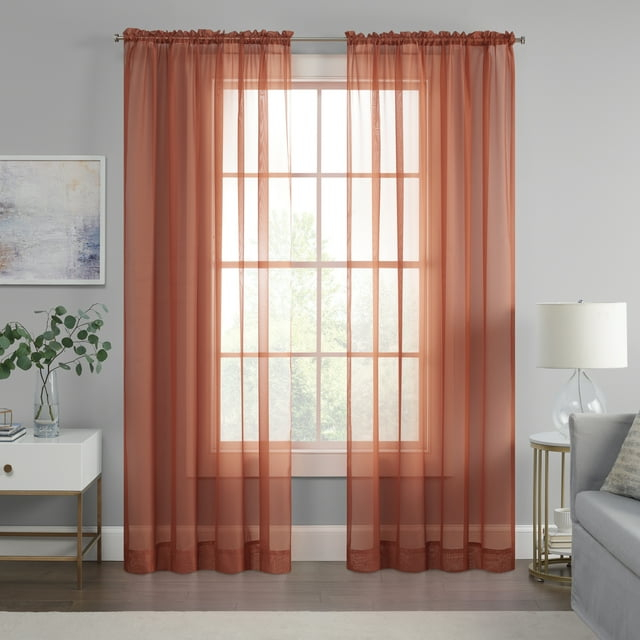 Eclipse Livia Sheer Rod Pocket 59 x 95 Curtain Panel in Terracotta