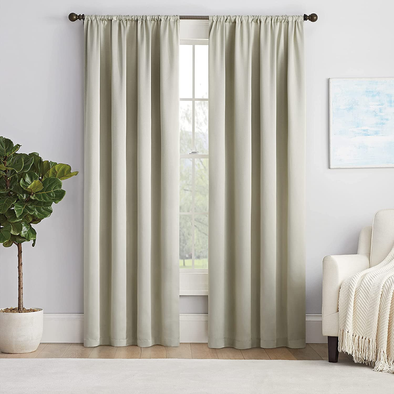 Eclipse Solid Thermapanel Room Darkening Rod Pocket 54 x 63 Panel in Stone